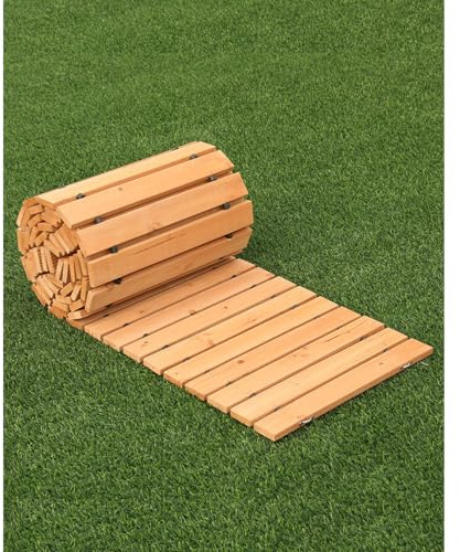 VEVOR Chemin de Jardin en Bois, 368x56 cm, Allée de Jardin Droite Déroulante Antidérapante Décorative en Cèdre avec Connexion par Câble Métallique, pour Fêtes, Mariages, Cour, Terrasse, Extérieur