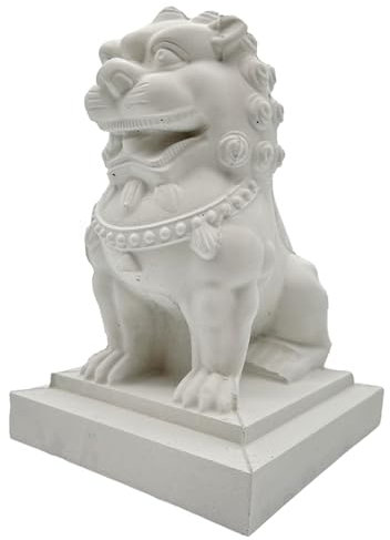PP Pink Peachy Steinguss Skulptur Löwe Beton Steinfigur Gartenfigur Deko Figur Torwächter Weiss