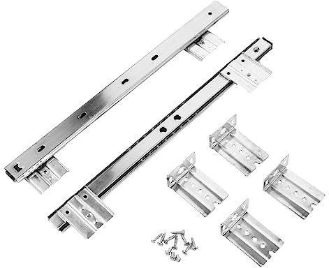 iplusmile Keyboard Drawer Track Steel Keyboard Slide Under Desk Ball Bearing Rail Pair 27mm Width White for Office Computer Desk