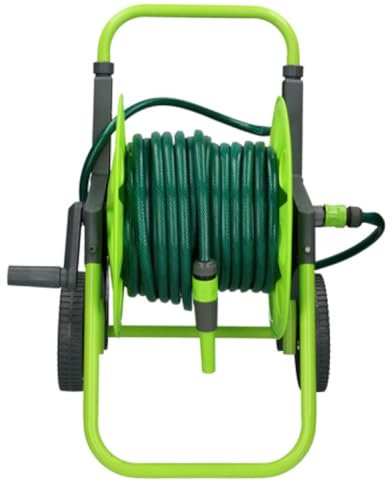 Garden Hose Reel Cart Trolley with 30M Watering Hose Set - Portable Wheeled Trolley for Garden Lawn Watering Backyard Plants Outdoor Garden Tools Accessories