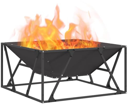 vidaXL Braise Noir 80 x 80 x 40 cm Acier, Brasero de Jardin élégant, Design Moderne et Durable, en Acier carré, Portable pour Chauffer l'extérieur