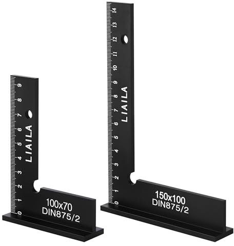 Schlosserwinkel Set, 2 Stück Größe 100 x 70mm und 150 x 100mm, Zimmermannswinkel mit Messskala(cm), Metallwinkel 90 Grad, Anschlagwinkel Metall für Präzise Arbeiten im Metallbau und Werkstatt