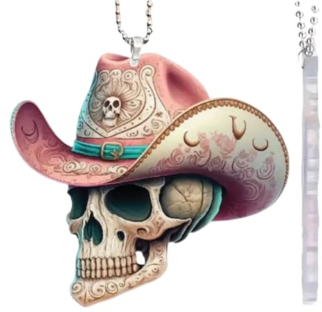 Totenkopf-Autoornament,Skelett-Autoornament - Auto-Ornament zum Aufhängen | Auto-Rückspiegel-Anhänger, Anhänger aus 2D-Acryl, Rückspiegel-Ornamente für Autos