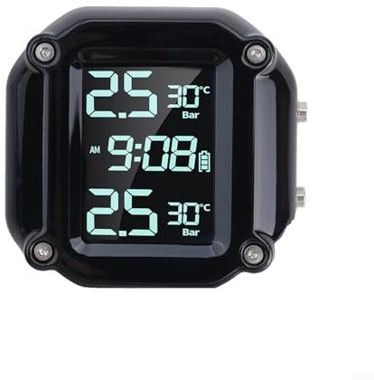 SMZhomeone Motorrad TPMS Kabelloses Reifendruckkontrollsystem mit 2 externen Sensoren LCD-Display Echtzeitüberwachung für sicheres Fahren