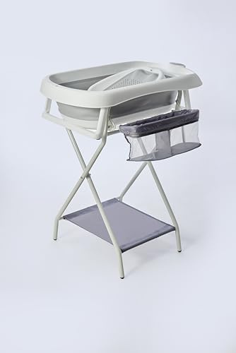 Extra Baby Badewanne mit Höhenerhöhung Ständer, Faltbadewanne für 0-24 Monate, 84cm, Grau