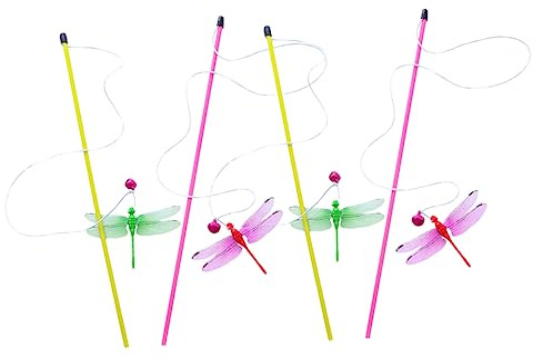 HEMOTON 4 Piezas Varita Teaser Interactiva para Gatos de Color y Rojo para Gatos de Interior Diversión para Gatitos Estimula el Ejercicio Feline
