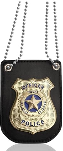 YUYWWAN Insignia de Policía con Collar, Placa de Policía para Niños, Metal Chapa Policia, Exquisita Placa de Policía con Cadena, Accesorios Bisfraz Policia, para Fiesta Disfraces Halloween Carnaval