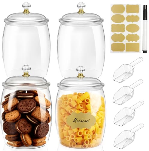 Surmounty 4PCS Storage Jars with Airtight Lids, 4×2.2L (8800ML) Candy Jars with Lids,Food Canisters Apothecary Containers for Cookies,Sweets,Coffee,Tea,Sugar,Spices |BPA-Free,Sweet Jar