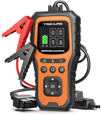 TREKURE 6000A Auto Starthilfe Powerbank mit OBD2 Diagnosegerät und Batterietest, Starthilfe Powerbank für PKW 12V, für Benzin & Diesel bis 10,0L, Tragbare Starthilfe mit LED-Notlicht, V0-Feuerschutz