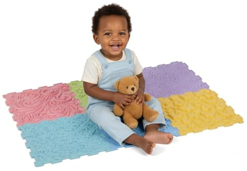 KiddyMoon Tapis Puzzle Sensoriel pour Enfants Tapis Thérapeutique 6 Pieces, Multicolore