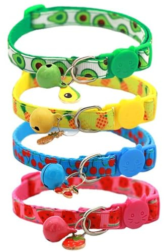 4 Stück Halsband Katze,Katzenhalsband mit Sicherheitsverschluss und GlöCkchen,Verstellbar Haustierhalsbänder,Wiederverwendbare(19-32cm)