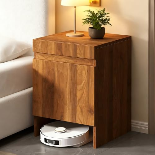 Staubroboter Schrank Mit Türen Staubsauger Roboter Schrank Beistelltisch for Büro Zuhause Freistehendes Holzregal for Wohnzimmer Küche Büro(Brown)