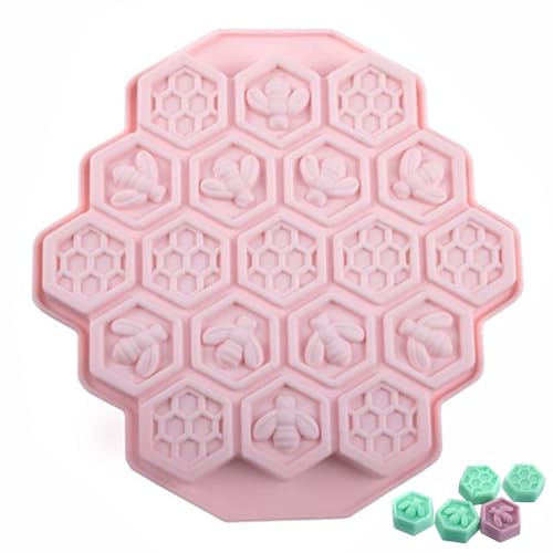 19 Cavity 3D Bee Honeycomb Silicone Moulds for Chocolate Wax Melts Baking | Non-stick flexible,easy demoulding&cleaning,dishwasher safe heat-resistant, ideal for ice, resin crafts & cake decor