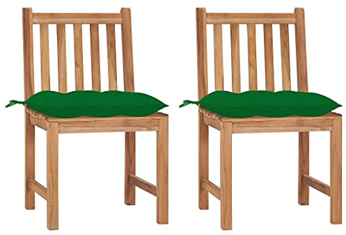Holamys Trädgårdsstolar 2 st, teak i massivt trä, med kudde, 50 x 53 x 90 cm, för balkong och terrass, bekväma utomhusstolar, väderbeständiga