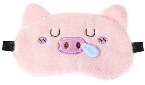Söt plysch-sovmask för grisar – mjuk rosa grisögonmask för sömn, justerbar elastisk rem, perfekt för natttid, resor, tupplurar och fester