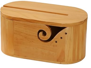 Cuenco de almacenamiento de – Cuenco de madera con tapa, soporte de hecho a mano para acolchar, tejer, ganchillo, manualidades, estudio en casa, organizado y conveniente
