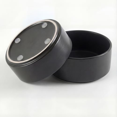 Keramik Halkfri drick- och foderskål - liten hundskål idealisk för mat och vatten - katt drickskål och matare - förpackning med 2 skålar - 13 cm - 140 g/320 ml - svart