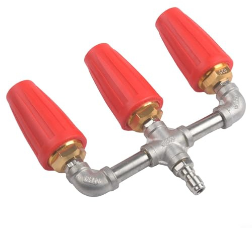 Ugello idropulitrice triplo per Turbo con rotazione a 360 gradi e doppio spruzzo per una migliore copertura e prestazioni di pulizia (rosso)