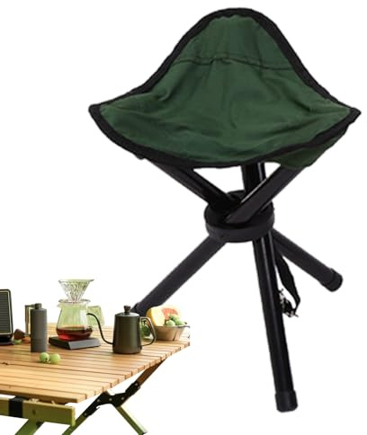 Campingpall,hopfällbar campingpall - Fällbar campingsits,Multifunktionell hopfällbar stol, bärbar triangulär pall med halkfria fötter, pall inomhus och utomhus för vuxna