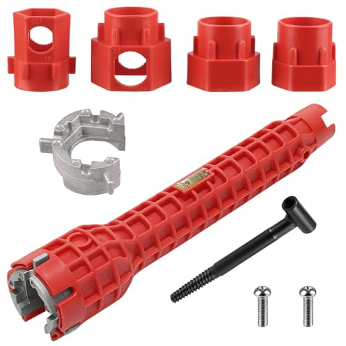 14 in 1 Faucet Wrench Tool Tap Spanner & Basin Wrench Set for Tight Spaces Anti-Slip Comfortable Grip Plumbing Tools for Tight Space Sink Kitchen Bathroom Plumbing Faucet Installation and Repair