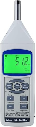 *Spedizione in 1 giorno *Fonometro professionale di Classe 1 (30–130 dB) | Decibelmetro per misurazioni acustiche industriali, ambientali e veicolari | USB | Display LCD retroilluminato | SL-4033SD