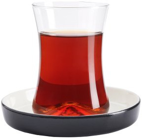 Teeglas und Unterteller schwarz, 130 ml, 6er Set
