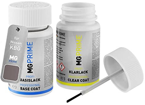 MG PRIME Autolack Lackstift Set für Nissan KBG Brownish Grey Metallic/Light Ginger Basislack Klarlack je 50ml