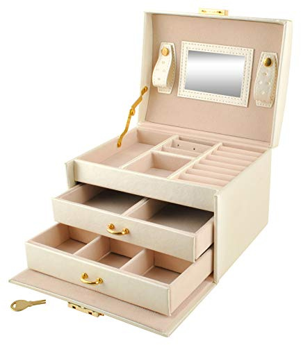 ISO TRADE Jewelery Box Suitcase, 3 Farben, abschließbar, Spiegelgriff, 2 Stück, Schmuck, mehrfarbig (6347)