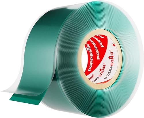 POPPSTAR selbstverschweißendes Silikonband, 3m x 25mm, Isolierband und Dichtungsband (Wasser, Luft), grün, 1 Rolle