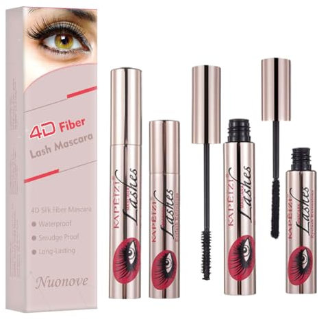4D Silk Fiber Wimperntusche, 4D Silk Fiber Lash Mascara, Wimperntusche mit Fiber Set, 4D Silk Mascara Waterproof, Wimpernverlängerung Wasserdicht schwarzer Länger Dicker Wimpern