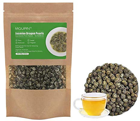 Jasmine Dragon Pearls,MQUPIN Loose Leaf Green Tea 100% Natural Floral Scented Hand Rolled,Jasmine Green Tea with Pleasant Great Aroma and Tonic Effect- (100g)