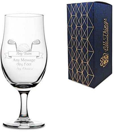 Trofeo de golf de premio deportivo grabado personalizado, vaso de cerveza de sidra con tallo de 13 oz, personalizado con cualquier nombre de campo de golf y mensaje, caja de regalo incluida