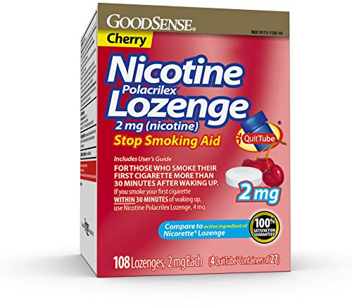 GoodSense Nicotine Polacrilex Lozenge, 2 mg (nicotine), Stop Smoking Aid, Cherry Flavor; quit smoking with cherry nicotine lozenge, 108 Count