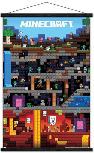 Trends International Minecraft - Worldly Wall Poster, 22.375 x 34, Print and Black Hanger Bundle
