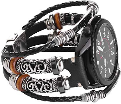 KONAFEI Armband Kompatibel mit Samsung Galaxy Watch 7/FE/6/5/4/3/Active 2 40mm 44mm/Watch 5 Pro 45mm/Galaxy Watch 6&4 Classic 43/47mm/42/46mm/Watch 3 41mm, 20mm Lederarmband Edelstahl Schnallenriemen