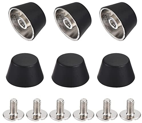 sourcing map Leder Nieten Set,6 Pcs 12x7mm Taschenfüße Hohlnieten Messing Schraubnieten Pilznieten für Leder Tasche Handwerk Schuhe Kleidung Gürtel - Schwarz