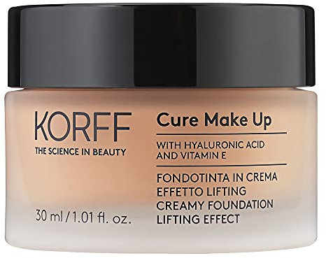 Korff Fondotinta Crema Effetto Lifting, Coprenza Media Alta con Acido Ialuronico e Vitamina E, Texture Fondente e Cremosa, Finish Satinato 04, Formato 30ml