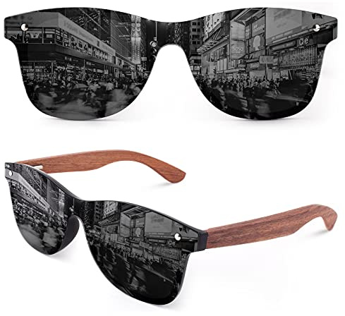 GQUEEN Sonnenbrille Holz Herren Damen Polarisierte Retro UV400