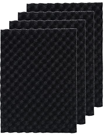 AFACYGN 4 Pack Aquarium Filter Media Bio Sponge Pad 16 x 12 x 1 inch, Fish Pond Foam Filter 20/30/40 PPI (Black 30ppi 4pack)
