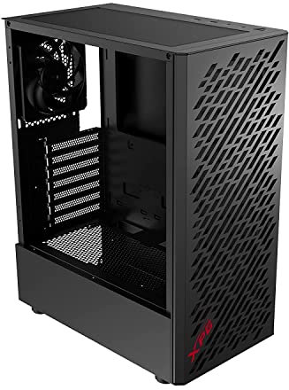 XPG Valor AIR Compact Midi Tower ATX PC Case (Magnetic Mesh Front Panel with Streamline Carving Pattern Design, Removable Dust Filter, 4 x 120 mm Fans Installed, Black)