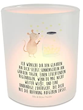 Mr. & Mrs. Panda Deko Windlicht Maus Sterne - Geschenk, Teelichthalter, Kindergeburtstag, Windlicht Glas, lustige Sprüche, Tiermotive, Gute Laune,