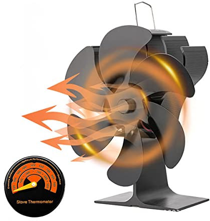 scosao Ventilador de Chimenea de Lena Magnetico con 6 Palas, Ventilador de Estufa Alimentado por Calor, para Estufa de Leña/Estufas de Pellets/Estufas de Gas, Funcionamiento Silencioso Automático