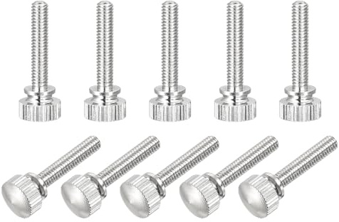 sourcing map 5 Stück Rändelschrauben M4x20mm Messing Schulter Schrauben | Griffknöpfe Befestigungselemente Vernickelt