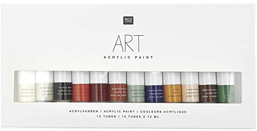 Rico Design Art Künstler Acrylfarben-Set Erdfarben - 12 Farben je 12 ml Tuben - Malfarbe für Anfänger und Profikünstler