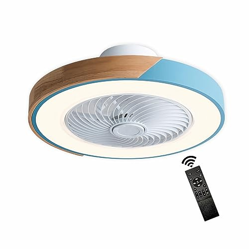 GaoHX Holz Deckenventilator mit Beleuchtung LED Licht, Moderne Invisible Fan Deckenleuchte Dimmbar, Timer Leise Ventilator lampe, Deckenlampe für Wohnzimmer Schlafzimmer Kinderzimmer (Col