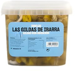 Zubelzu Gildas con Boquerón, Aperitivo Vasco en Vinagre, Cubo 788 g Escurrido (2036 g), Guindilla, Aceituna, Pepinillo y Boquerón – Formato Hostelería