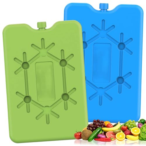 Kühlakku mit Je 200 ml, 2 Stk Kühlakkus für Kühltasche, Wiederverwendbare Flache Kühlakkus, 12h Lange Kühlakku, Kühltasche Kühlbox Eisbox Dünn, Extra Flach Kühltragetasche für Unterwegs(Grün+Blau)