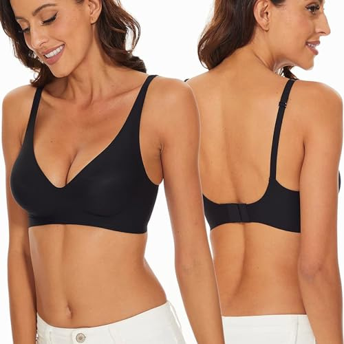 Btofellin Donna Reggiseno Senza Ferretto Rimovibile di Cuciture con Scollo a V Bralette Invisibile Morbido Bustino Ultra Confortevole Supporto Completo e Cinghie Regolabili Corsetto
