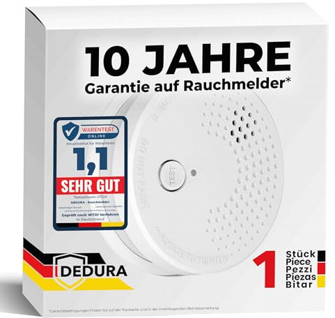 Rauchmelder mit 10 Jahre Garantie BSI Zertifiziert nach DIN EN14604 inkl. 9V Batterie Rauchwarnmelder Brandmelder Feuermelder