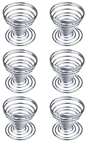 Lot de 6 coquetiers en fil métallique - Plateau de rangement en acier inoxydable souple